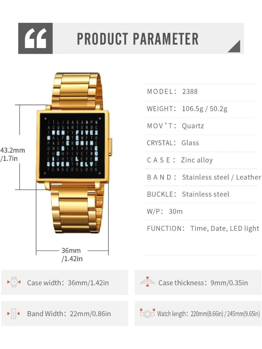 Men's Silver Creative Square Case Luxury Multifunctional Comfortable Wrist Watch - Picture 6 of 6